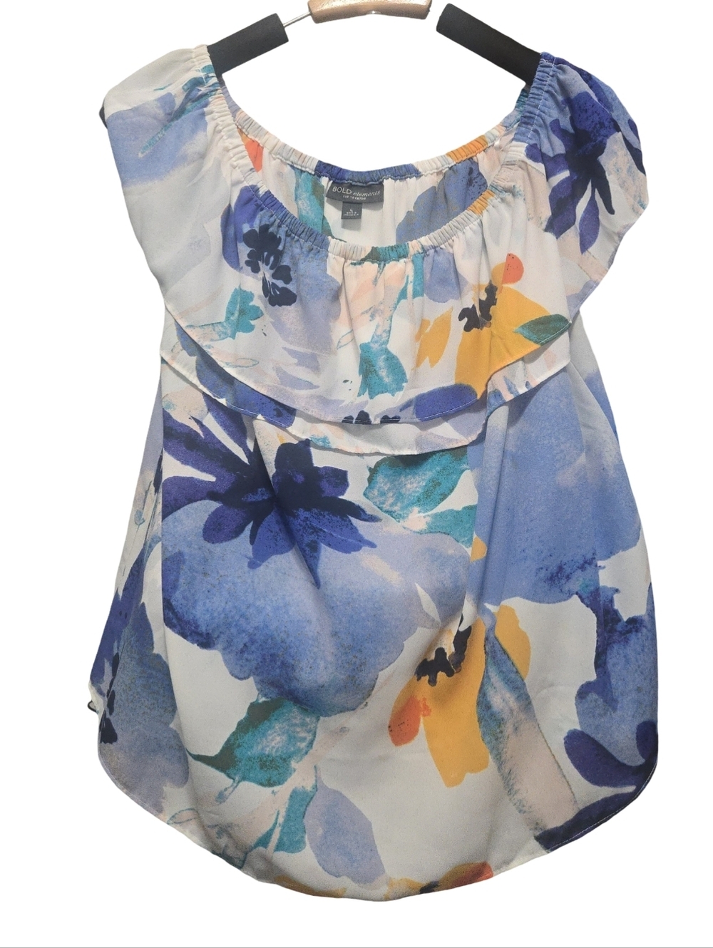 BOLD elements Watercolor Floral Off-Shoulder Top — Size L